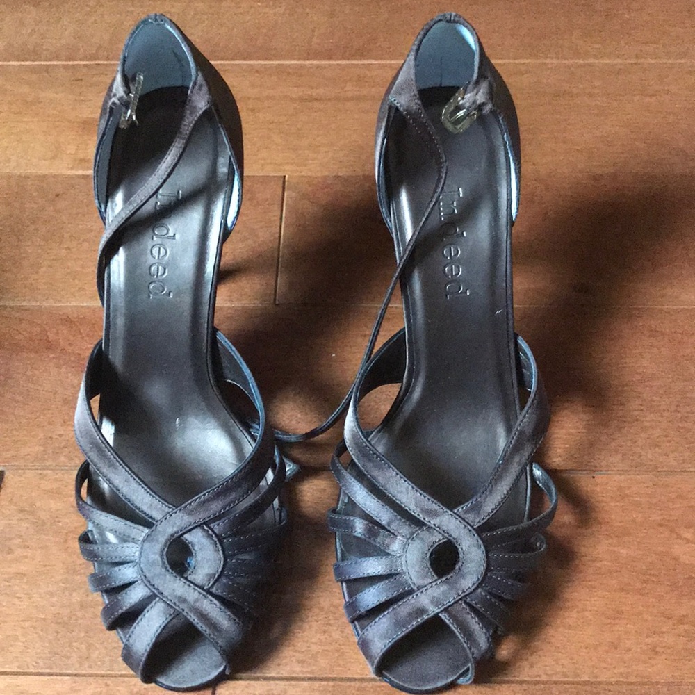 Satin chocolate brown pumps